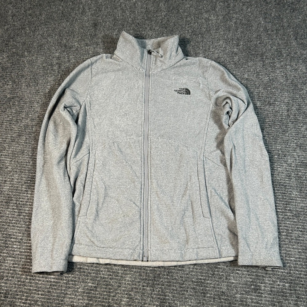 The North Face Full Zip Jacket Womens Medium Gray Excellent Ribbed Fleece